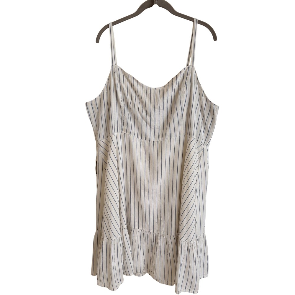 NWT Old Navy Women XXL Blue White Striped Smocked Back Ruffle Hem Sundress New